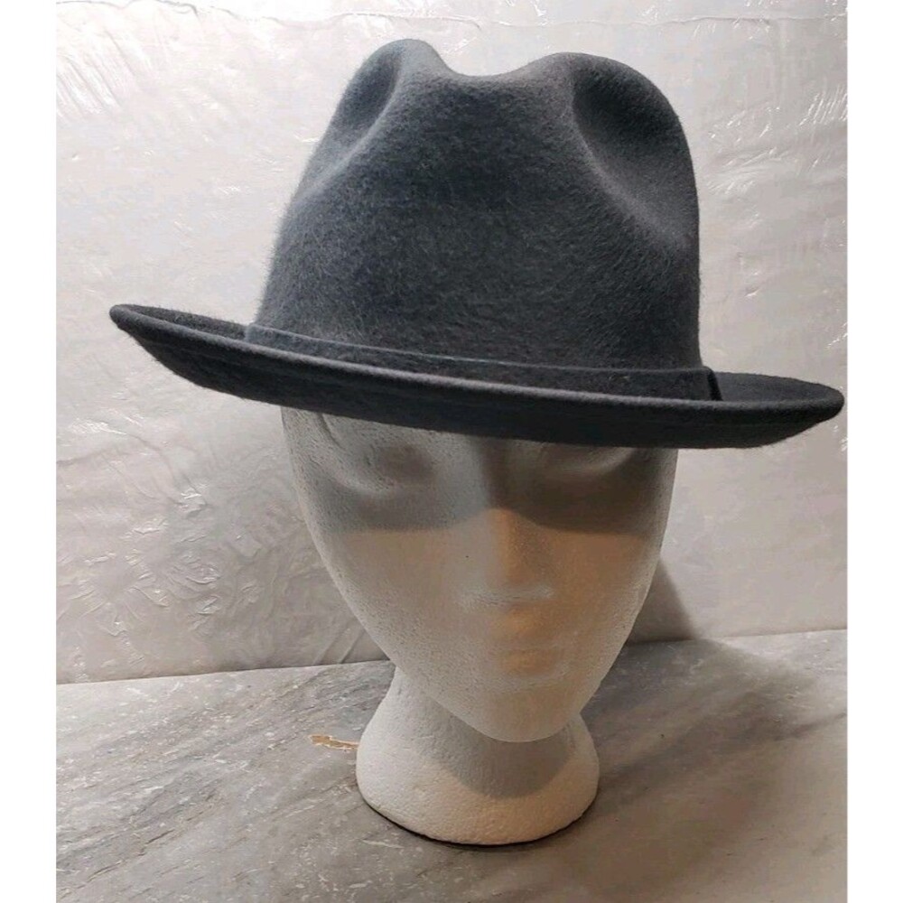 Vintage Designer Collection Gray Fedora Hat Black Bow  USA Mens Medium
